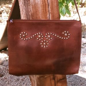 Genuine Leather Grommeted Southwestern Purse